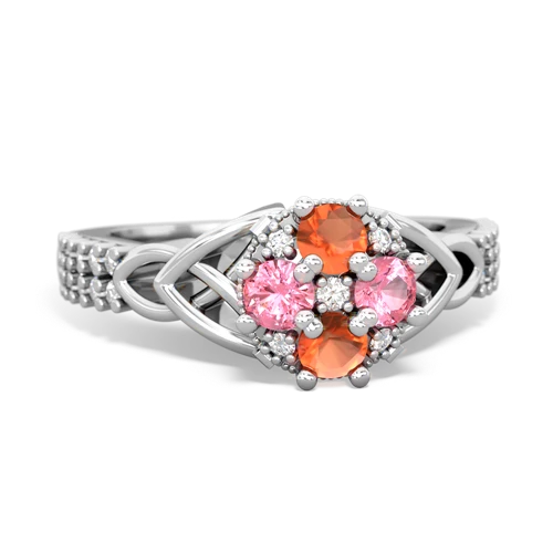 fire opal-pink sapphire engagement ring