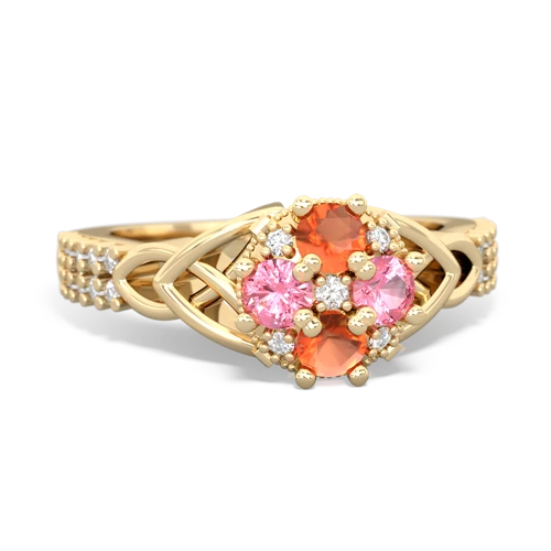 fire opal-pink sapphire engagement ring