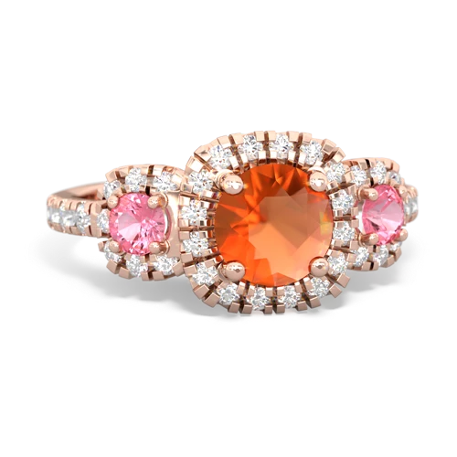 fire opal-pink sapphire three stone regal ring