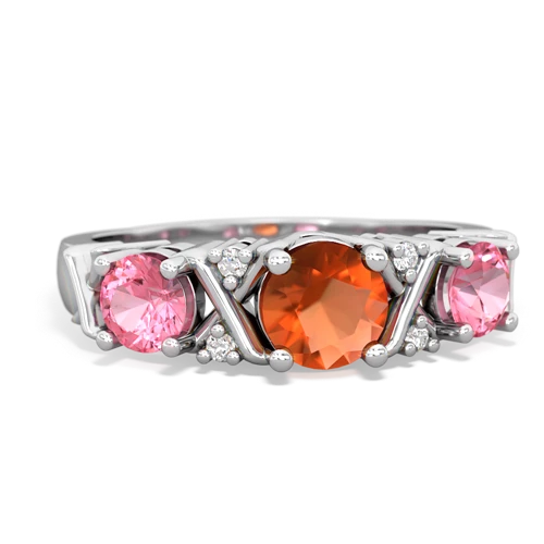 fire opal-pink sapphire timeless ring