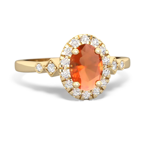 fire opal antique halo ring