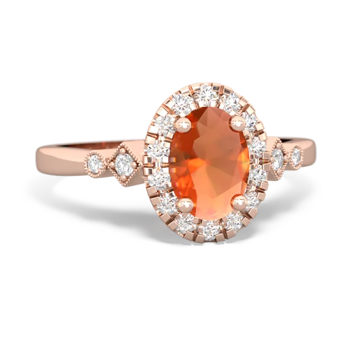 fire opal antique halo ring