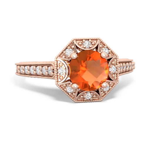 Fire Opal Art-Deco Starburst Genuine Fire Opal ring Ring