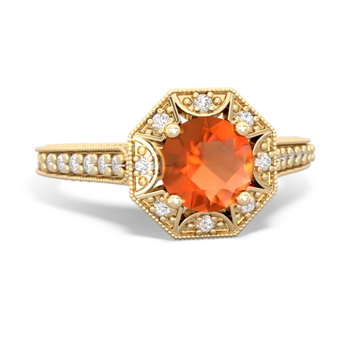 fire opal antique hexagon ring