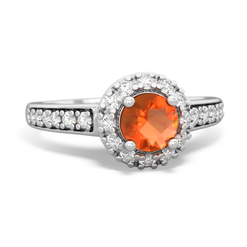 fire opal classic halo ring