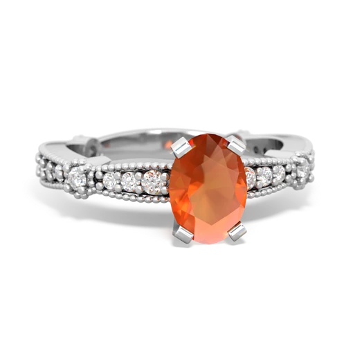 Fire Opal Milgrain Antique Style Genuine Fire Opal ring Ring