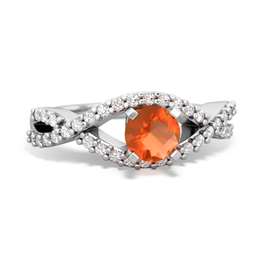 Fire Opal Diamond Twist Genuine Fire Opal ring Ring