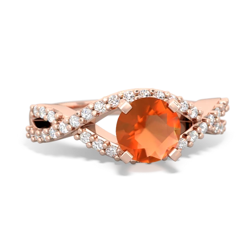 Fire Opal Diamond Twist Genuine Fire Opal ring Ring