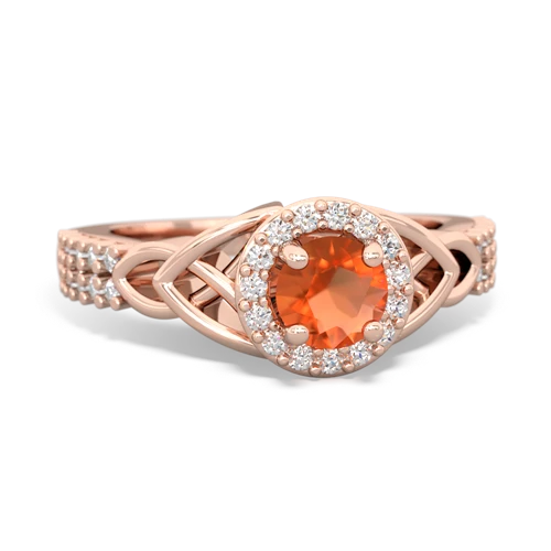 Fire Opal Celtic Knot Halo Genuine Fire Opal ring Ring