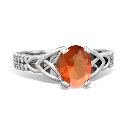 Fire Opal Celtic Knot Engagement Genuine Fire Opal ring Ring