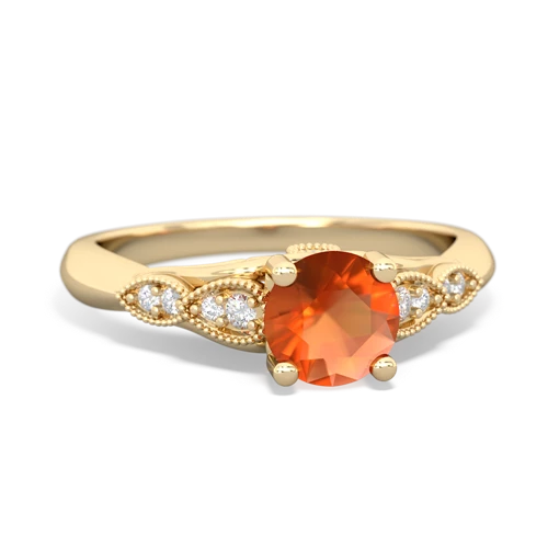 fire opal filigree milgrain ring