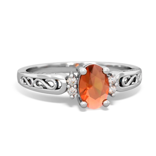 Fire Opal filligree Scroll Genuine Fire Opal ring Ring