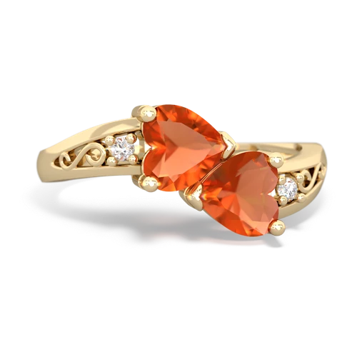 Fire Opal Snuggling Hearts Genuine Fire Opal ring Ring