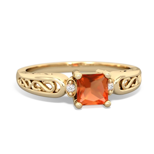 Fire Opal filligree Scroll Genuine Fire Opal ring Ring