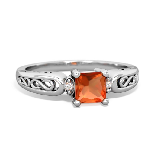 fire opal filligree ring