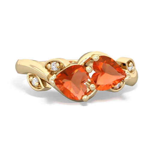 fire opal floral keepsake ring