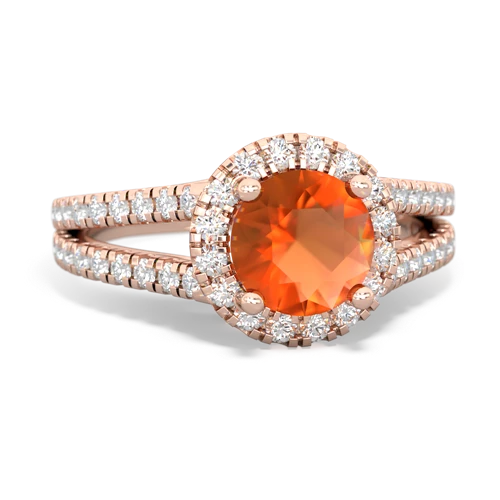 fire opal halo pave ring