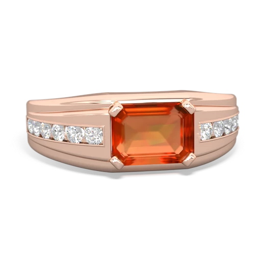 fire opal mens channel ring