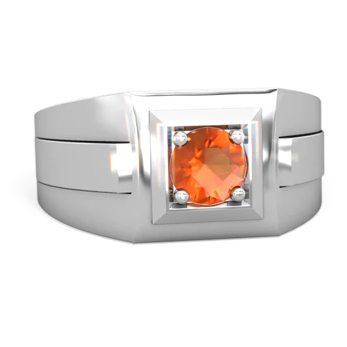 fire opal mens round ring