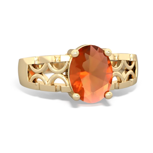 fire opal modern ring