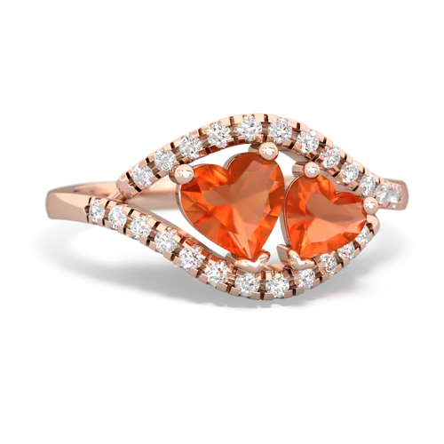 fire opal mother child ring