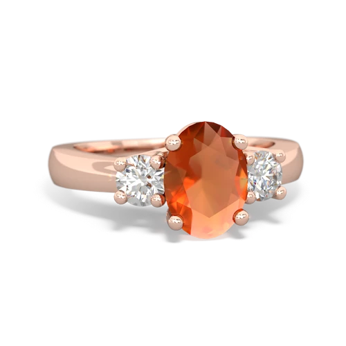 Fire Opal Three Stone Trellis Genuine Fire Opal ring Ring