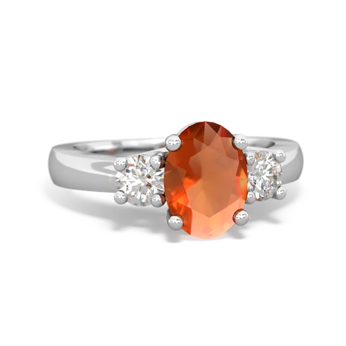 Fire Opal Three Stone Trellis Genuine Fire Opal ring Ring