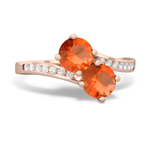fire opal two stone channel ring