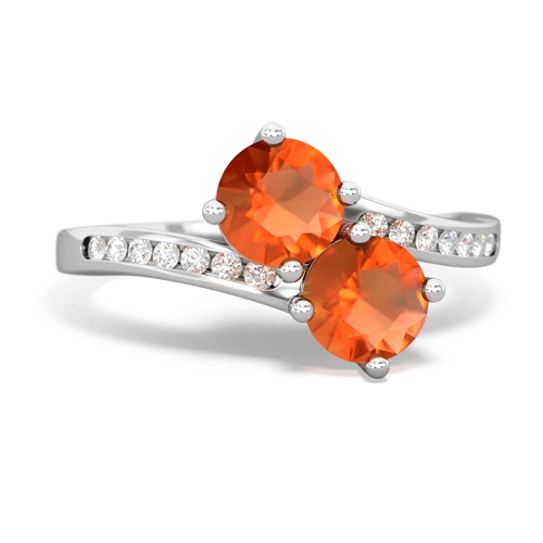 fire opal two stone channel ring