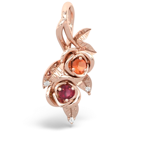 Fire Opal Genuine Fire Opal with Genuine Ruby Rose Vine pendant Pendant