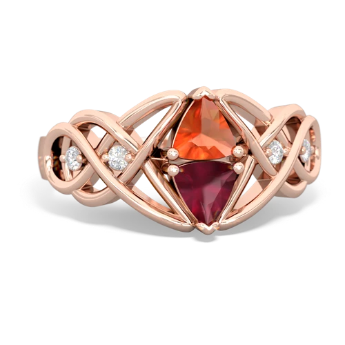 Fire Opal Genuine Fire Opal with Genuine Ruby Keepsake Celtic Knot ring Ring