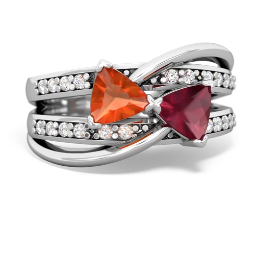 Fire Opal Genuine Fire Opal with Genuine Ruby Bowtie ring Ring