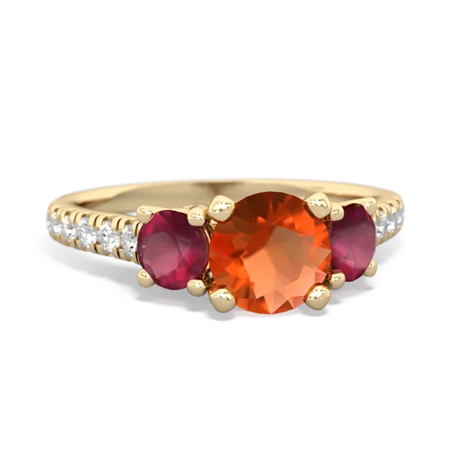 fire opal-ruby trellis pave ring