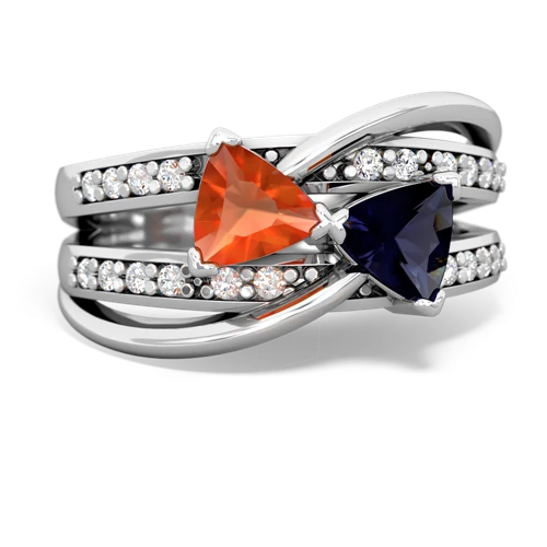 Fire Opal Genuine Fire Opal with Genuine Sapphire Bowtie ring Ring