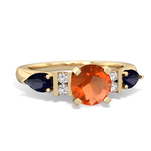 Fire Opal Genuine Fire Opal with Genuine Sapphire and  Engagement ring Ring