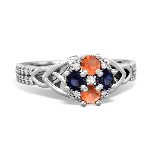 fire opal-sapphire engagement ring