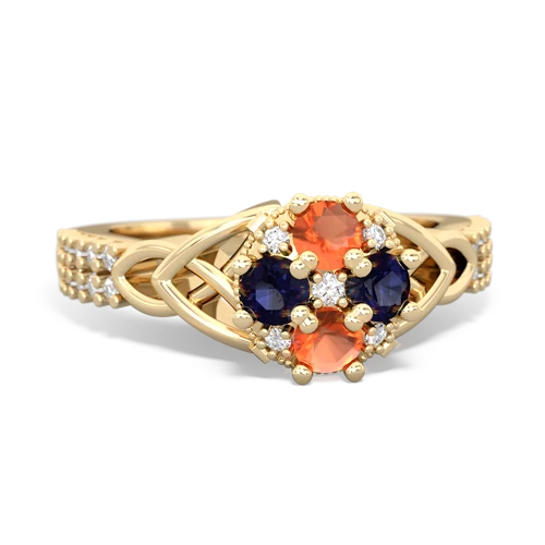 fire opal-sapphire engagement ring