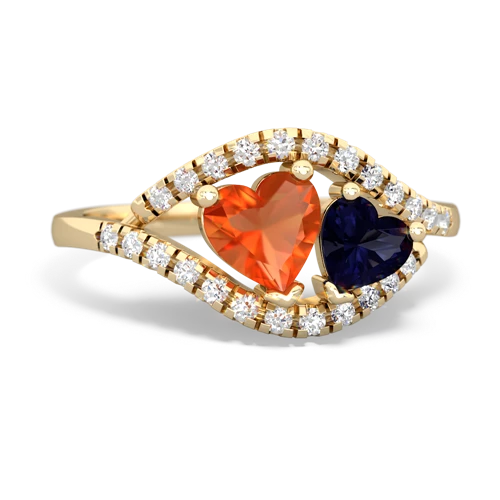 Fire Opal Genuine Fire Opal with Genuine Sapphire Mother and Child ring Ring
