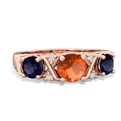 Fire Opal Genuine Fire Opal with Genuine Sapphire and  Hugs and Kisses ring Ring