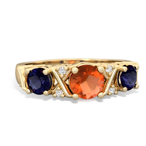 Fire Opal Genuine Fire Opal with Genuine Sapphire and Lab Created Ruby Hugs and Kisses ring Ring