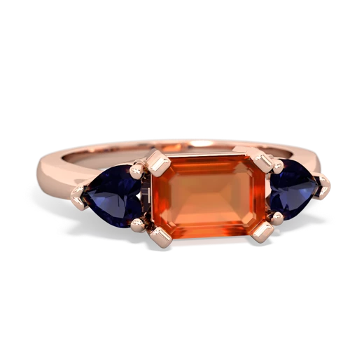 fire opal-sapphire timeless ring