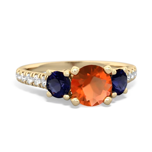 fire opal-sapphire trellis pave ring