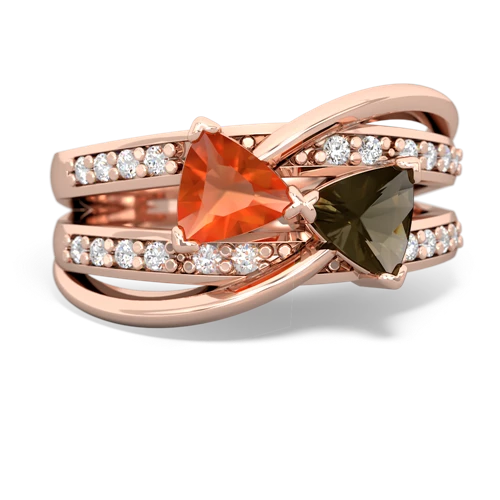 fire opal-smoky quartz couture ring