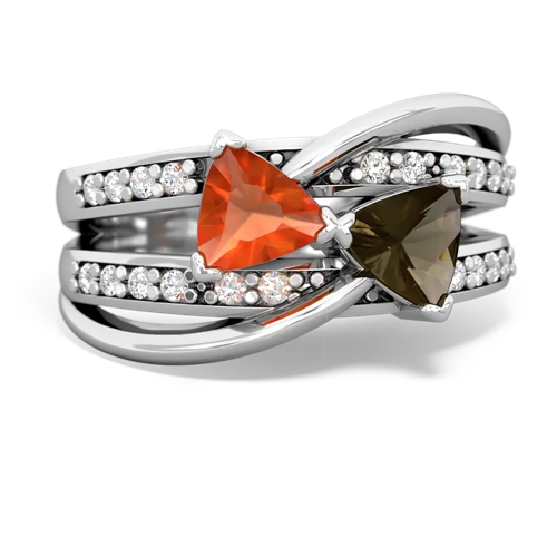 fire opal-smoky quartz couture ring
