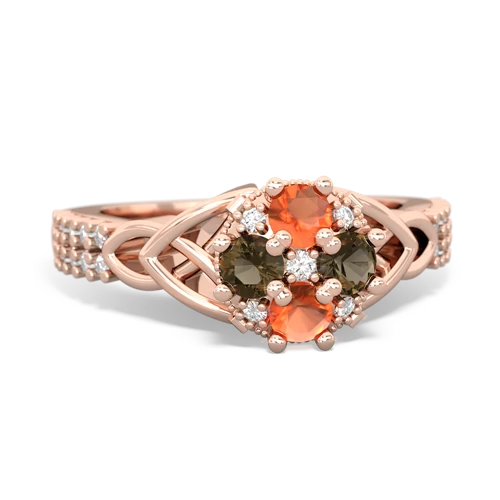 fire opal-smoky quartz engagement ring