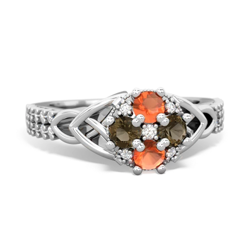 fire opal-smoky quartz engagement ring