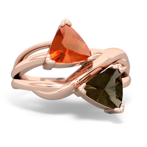 fire opal-smoky quartz filligree ring