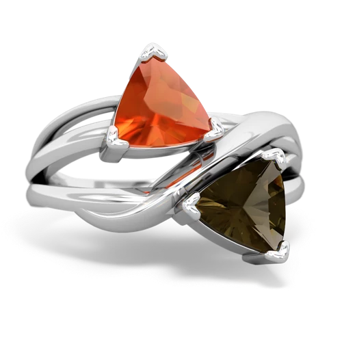 fire opal-smoky quartz filligree ring