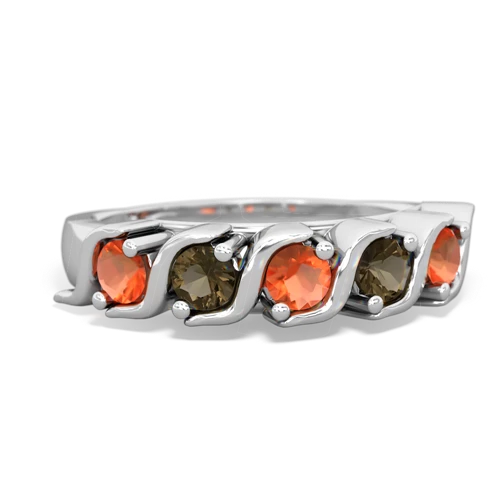 fire opal-smoky quartz timeless ring