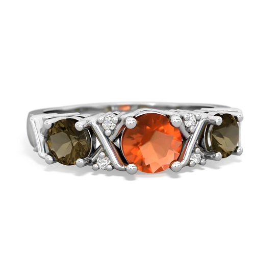fire opal-smoky quartz timeless ring